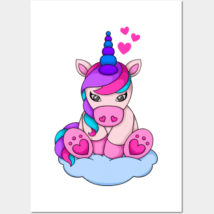 Unicorn on the cloud Posters and Art